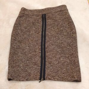Tweed Skirt 2 petite Brown Nubby Wool Blend zipper Edgy Office Style Nordstrom